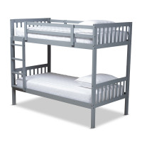 Baxton Studio MG0045-Grey-Twin Bunk Bed Jude Modern and Contemporary Grey Finished Wood Twin Size Bunk Bed